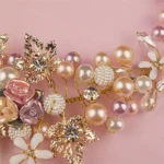 Handwoven and Ceramic Flower Bridal Headband Set - Image 2