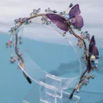 Elegant Floral headband - Deep Purple with Sparkling accents