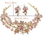 Handwoven and Ceramic Flower Bridal Headband Set - Image 4