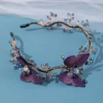 Elegant Floral headband - Deep Purple with Sparkling accents - Image 2